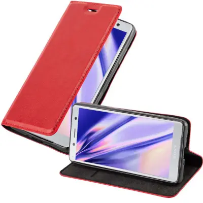 Cadorabo Ohišje, združljivo z Sony Xperia XZ2 v rdeče jabolko - Zaščitni ovitek z magnetnim zapiranjem, stoječo funkcijo in režo za kartice