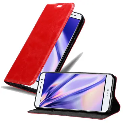 Cadorabo Ohišje, združljivo z Huawei NOVA PLUS v rdeče jabolko - Zaščitni ovitek z magnetnim zapiranjem, stoječo funkcijo in režo za kartice