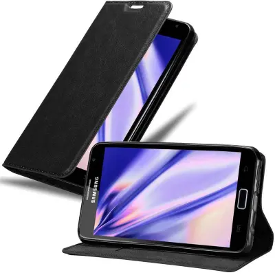 Cadorabo Ohišje, združljivo z Samsung Galaxy NOTE 1 v nočna črna - Zaščitni ovitek z magnetnim zapiranjem, stoječo funkcijo in režo za kartice