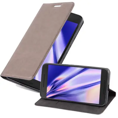 Cadorabo Ohišje, združljivo z Huawei Google NEXUS 6P v kavovinsko rdeča - Zaščitni ovitek z magnetnim zapiranjem, stoječo funkcijo in režo za kartice