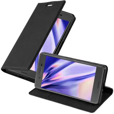 Cadorabo Ohišje, združljivo z Sony Xperia X v nočna črna - Zaščitni ovitek z magnetnim zapiranjem, stoječo funkcijo in režo za kartice