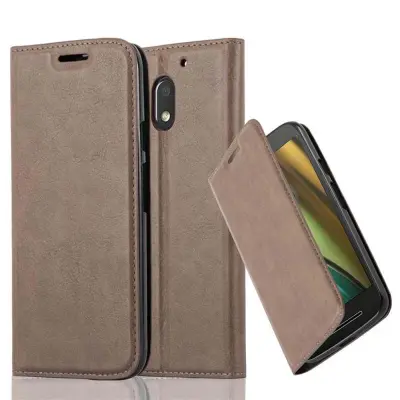 Cadorabo Ohišje, združljivo z Motorola MOTO E3 v kavovinsko rdeča - Zaščitni ovitek z magnetnim zapiranjem, stoječo funkcijo in režo za kartice