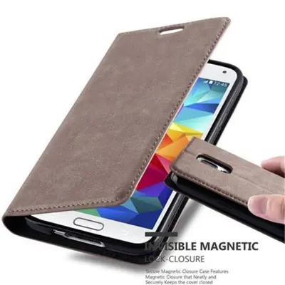 CADORABO Samsung Galaxy S5/S5 NEO v kavovinsko rdeča - Zaščitni ovitek z magnetnim zapiranjem, stoječo funkcijo in režo za kartice