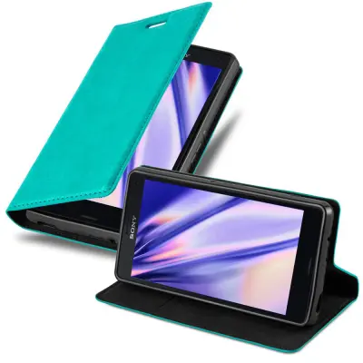 CADORABO Sony Xperia Z3 COMPACT v bencinsko turkizna - Zaščitni ovitek z magnetnim zapiranjem, stoječo funkcijo in režo za kartice