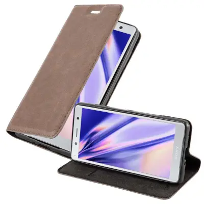 Cadorabo Ohišje, združljivo z Sony Xperia XZ2 v kavovinsko rdeča - Zaščitni ovitek z magnetnim zapiranjem, stoječo funkcijo in režo za kartice