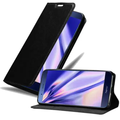 Cadorabo Ohišje, združljivo z Honor V9 v nočna črna - Zaščitni ovitek z magnetnim zapiranjem, stoječo funkcijo in režo za kartice