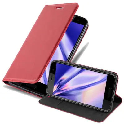 Cadorabo Ohišje, združljivo z HTC U PLAY v rdeče jabolko - Zaščitni ovitek z magnetnim zapiranjem, stoječo funkcijo in režo za kartice