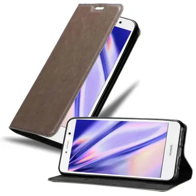 Cadorabo Ohišje, združljivo z Huawei Enjoy 7 PLUS v kavovinsko rdeča - Zaščitni ovitek z magnetnim zapiranjem, stoječo funkcijo in režo za kartice