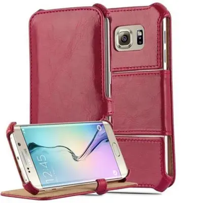 CADORABO Samsung Galaxy S6 EDGE v strastno rdeča - Zaščitni ovitek BREZ magnetnega zapiranja s funkcijo stojala in vogalnim držalom