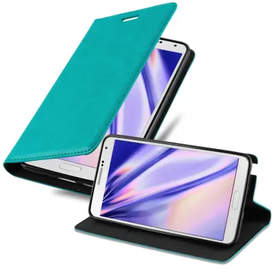 Cadorabo Ohišje, združljivo z Samsung Galaxy NOTE 3 v bencinsko turkizna - Zaščitni ovitek z magnetnim zapiranjem, stoječo funkcijo in režo za kartice