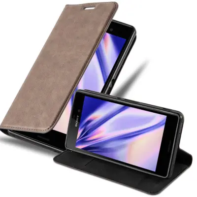 Cadorabo Ohišje, združljivo z Sony Xperia M4 AQUA v kavovinsko rdeča - Zaščitni ovitek z magnetnim zapiranjem, stoječo funkcijo in režo za kartice