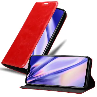 Cadorabo Ohišje, združljivo z LG G8S v rdeče jabolko - Zaščitni ovitek z magnetnim zapiranjem, stoječo funkcijo in režo za kartice