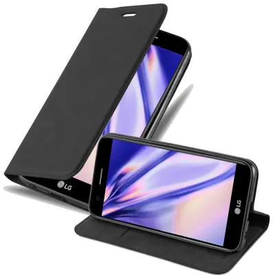 Cadorabo Ohišje, združljivo z LG K10 2017 v nočna črna - Zaščitni ovitek z magnetnim zapiranjem, stoječo funkcijo in režo za kartice