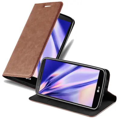 Cadorabo Ohišje, združljivo z LG G2 v kapučino rjava - Zaščitni ovitek z magnetnim zapiranjem, stoječo funkcijo in režo za kartice
