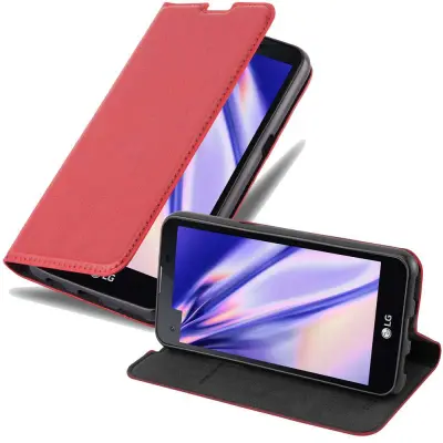Cadorabo Ohišje, združljivo z LG X SCREEN v rdeče jabolko - Zaščitni ovitek z magnetnim zapiranjem, stoječo funkcijo in režo za kartice