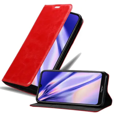 Cadorabo Ohišje, združljivo z Honor 8A v rdeče jabolko - Zaščitni ovitek z magnetnim zapiranjem, stoječo funkcijo in režo za kartice