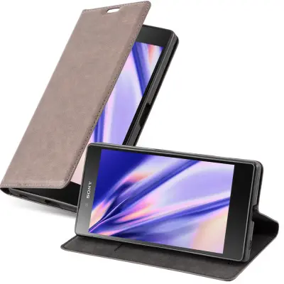 Cadorabo Ohišje, združljivo z Sony Xperia Z5 v kavovinsko rdeča - Zaščitni ovitek z magnetnim zapiranjem, stoječo funkcijo in režo za kartice