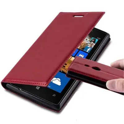 Cadorabo Ohišje, združljivo z Nokia Lumia 925 v rdeče jabolko - Zaščitni ovitek z magnetnim zapiranjem, stoječo funkcijo in režo za kartice