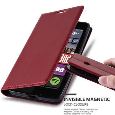 Cadorabo Ohišje, združljivo z Nokia Lumia 640 v rdeče jabolko - Zaščitni ovitek z magnetnim zapiranjem, stoječo funkcijo in režo za kartice