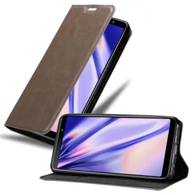 Cadorabo Ohišje, združljivo z Samsung Galaxy A7 2018 v kavovinsko rdeča - Zaščitni ovitek z magnetnim zapiranjem, stoječo funkcijo in režo za kartice