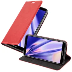 Cadorabo Ohišje, združljivo z Honor 7C / Huawei Y7 2018 v rdeče jabolko - Zaščitni ovitek z magnetnim zapiranjem, stoječo funkcijo in režo za kartice