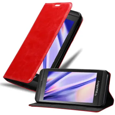 Cadorabo Ohišje, združljivo z Blackberry Z10 v rdeče jabolko - Zaščitni ovitek z magnetnim zapiranjem, stoječo funkcijo in režo za kartice