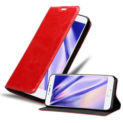 Cadorabo Ohišje, združljivo z MEIZU MX6 v rdeče jabolko - Zaščitni ovitek z magnetnim zapiranjem, stoječo funkcijo in režo za kartice