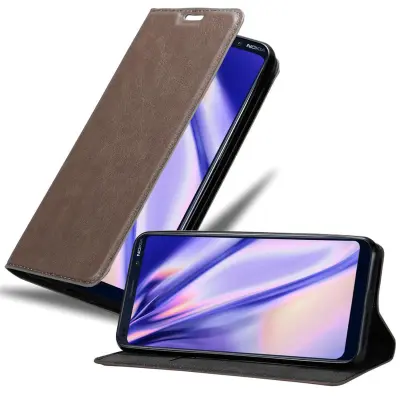 Cadorabo Ohišje, združljivo z Nokia 9 PureView v kavovinsko rdeča - Zaščitni ovitek z magnetnim zapiranjem, stoječo funkcijo in režo za kartice