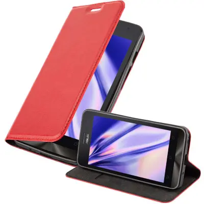 Cadorabo Ohišje, združljivo z Asus ZenFone 5 2014 v rdeče jabolko - Zaščitni ovitek z magnetnim zapiranjem, stoječo funkcijo in režo za kartice