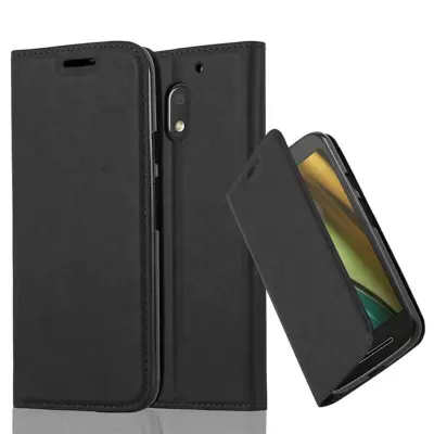 Cadorabo Ohišje, združljivo z Motorola MOTO E3 v nočna črna - Zaščitni ovitek z magnetnim zapiranjem, stoječo funkcijo in režo za kartice
