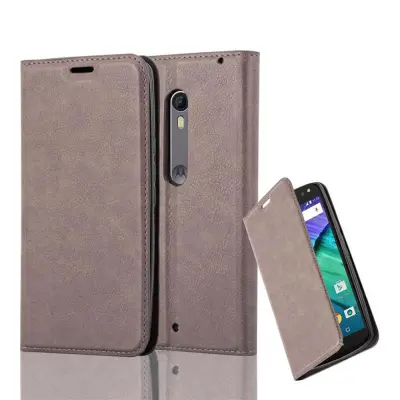 Cadorabo Ohišje, združljivo z Motorola MOTO X STYLE v kavovinsko rdeča - Zaščitni ovitek z magnetnim zapiranjem, stoječo funkcijo in režo za kartice