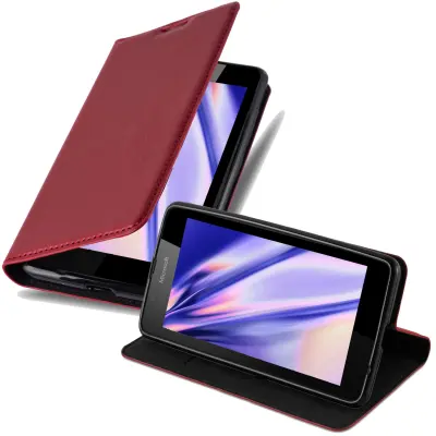 Cadorabo Ohišje, združljivo z Nokia Lumia 540 v rdeče jabolko - Zaščitni ovitek z magnetnim zapiranjem, stoječo funkcijo in režo za kartice
