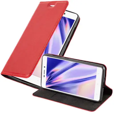 Cadorabo Ohišje, združljivo z Xiaomi RedMi 3S v rdeče jabolko - Zaščitni ovitek z magnetnim zapiranjem, stoječo funkcijo in režo za kartice