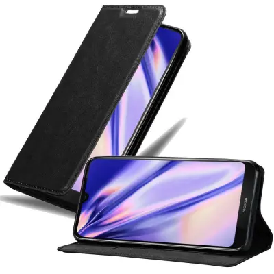 Cadorabo Ohišje, združljivo z Nokia 4.2 v nočna črna - Zaščitni ovitek z magnetnim zapiranjem, stoječo funkcijo in režo za kartice