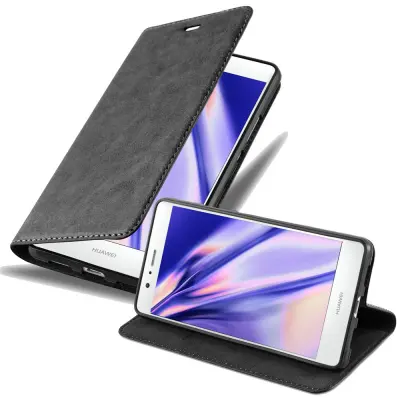 Cadorabo Ohišje, združljivo z Huawei P9 LITE 2016 / G9 LITE v nočna črna - Zaščitni ovitek z magnetnim zapiranjem, stoječo funkcijo in režo za kartice