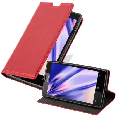 Cadorabo Ohišje, združljivo z Nokia Lumia 520 / 521 v rdeče jabolko - Zaščitni ovitek z magnetnim zapiranjem, stoječo funkcijo in režo za kartice
