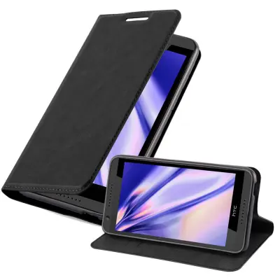 Cadorabo Ohišje, združljivo z HTC Desire 820 v nočna črna - Zaščitni ovitek z magnetnim zapiranjem, stoječo funkcijo in režo za kartice