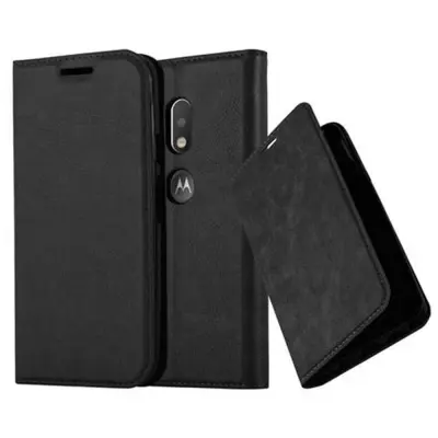 Cadorabo Ohišje, združljivo z Motorola MOTO G4 PLAY v nočna črna - Zaščitni ovitek z magnetnim zapiranjem, stoječo funkcijo in režo za kartice
