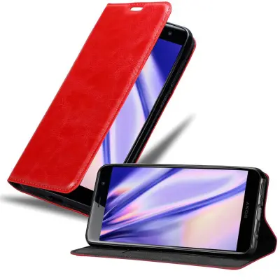 Cadorabo Ohišje, združljivo z Sony Xperia XZ2 PREMIUM v rdeče jabolko - Zaščitni ovitek z magnetnim zapiranjem, stoječo funkcijo in režo za kartice