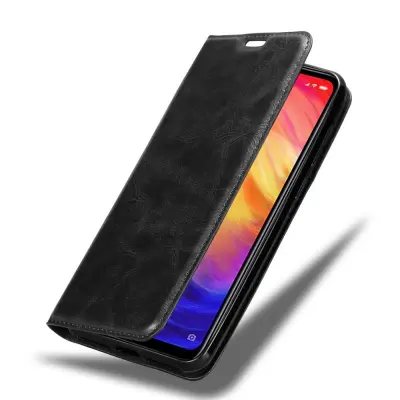 Cadorabo Ohišje, združljivo z Xiaomi RedMi NOTE 7 v nočna črna - Zaščitni ovitek z magnetnim zapiranjem, stoječo funkcijo in režo za kartice