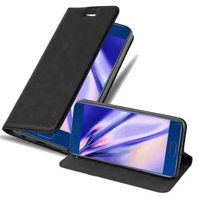 Cadorabo Ohišje, združljivo z Honor 9 v nočna črna - Zaščitni ovitek z magnetnim zapiranjem, stoječo funkcijo in režo za kartice