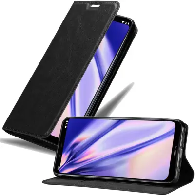 Cadorabo Ohišje, združljivo z Nokia 8.1 v nočna črna - Zaščitni ovitek z magnetnim zapiranjem, stoječo funkcijo in režo za kartice