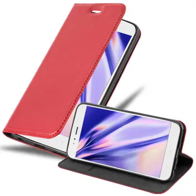 Cadorabo Ohišje, združljivo z Xiaomi Mi A1 / Mi 5X v rdeče jabolko - Zaščitni ovitek z magnetnim zapiranjem, stoječo funkcijo in režo za kartice