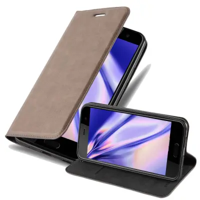 Cadorabo Ohišje, združljivo z HTC U PLAY v kavovinsko rdeča - Zaščitni ovitek z magnetnim zapiranjem, stoječo funkcijo in režo za kartice