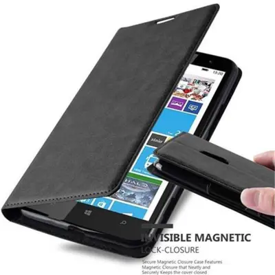 Cadorabo Ohišje, združljivo z Nokia Lumia 1320 v nočna črna - Zaščitni ovitek z magnetnim zapiranjem, stoječo funkcijo in režo za kartice
