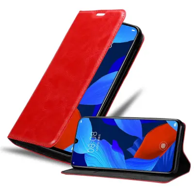 Cadorabo Ohišje, združljivo z Huawei NOVA 5 / 5 PRO v rdeče jabolko - Zaščitni ovitek z magnetnim zapiranjem, stoječo funkcijo in režo za kartice