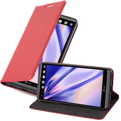 Cadorabo Ohišje, združljivo z LG V20 v rdeče jabolko - Zaščitni ovitek z magnetnim zapiranjem, stoječo funkcijo in režo za kartice