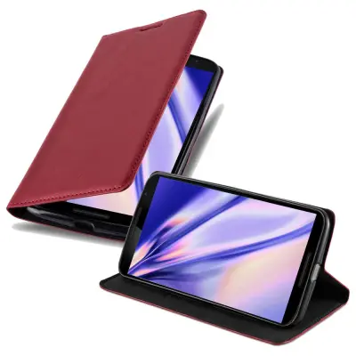 Cadorabo Ohišje, združljivo z Motorola Google NEXUS 6 v rdeče jabolko - Zaščitni ovitek z magnetnim zapiranjem, stoječo funkcijo in režo za kartice