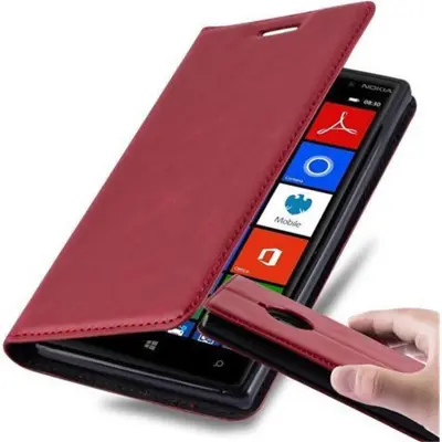 Cadorabo Ohišje, združljivo z Nokia Lumia 830 v rdeče jabolko - Zaščitni ovitek z magnetnim zapiranjem, stoječo funkcijo in režo za kartice