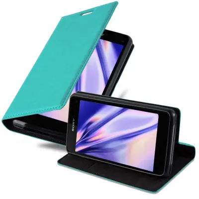 CADORABO Sony Xperia Z1 COMPACT v bencinsko turkizna - Zaščitni ovitek z magnetnim zapiranjem, stoječo funkcijo in režo za kartice